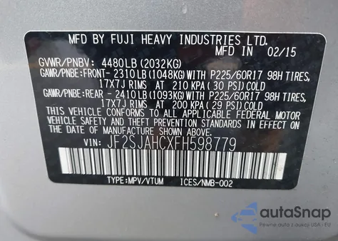 2015 Subaru Forester 2.5I Limited из США, поврежденный, VIN JF2SJAHCXFH598779